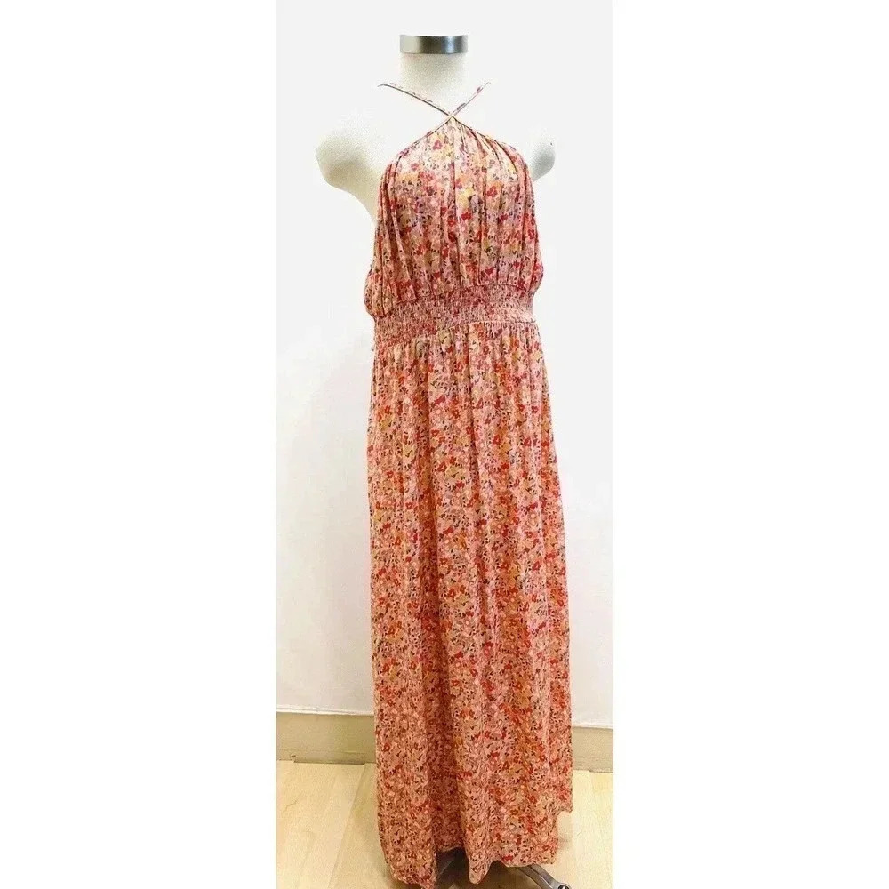 NWT REWIND Women Sleeveless Empire Waist Halter Neck Maxi Sun Dress Size XXL